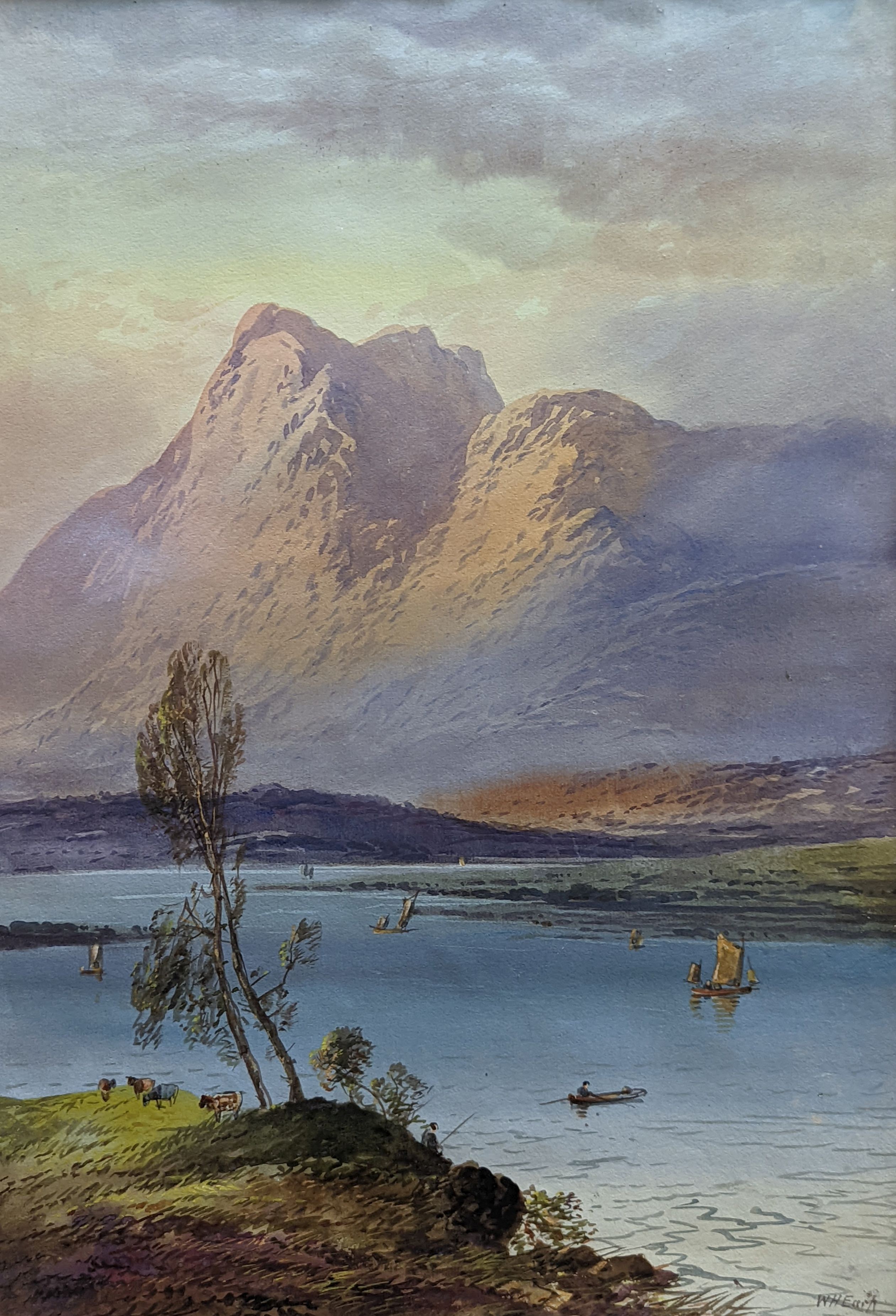 William Henry Earp (1831-1914), watercolour, Loch scene, signed, 55 x 38cm